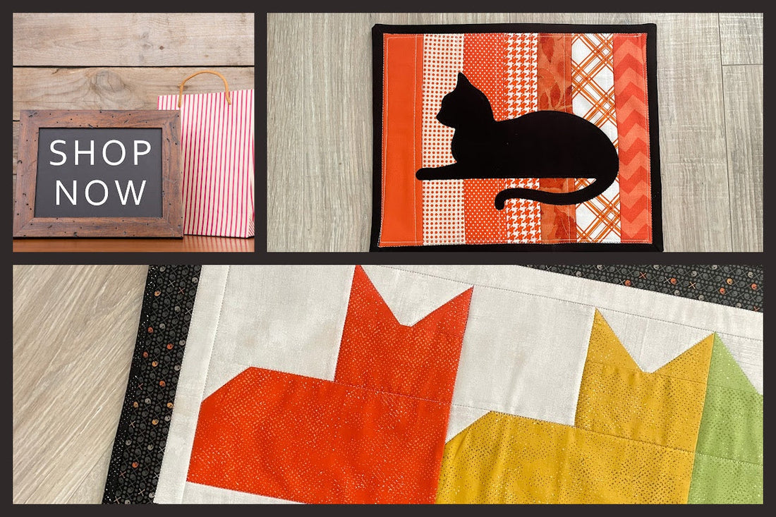 New In the Shop: Quilted Cat Mug Rug & Fall Cat Table Runner