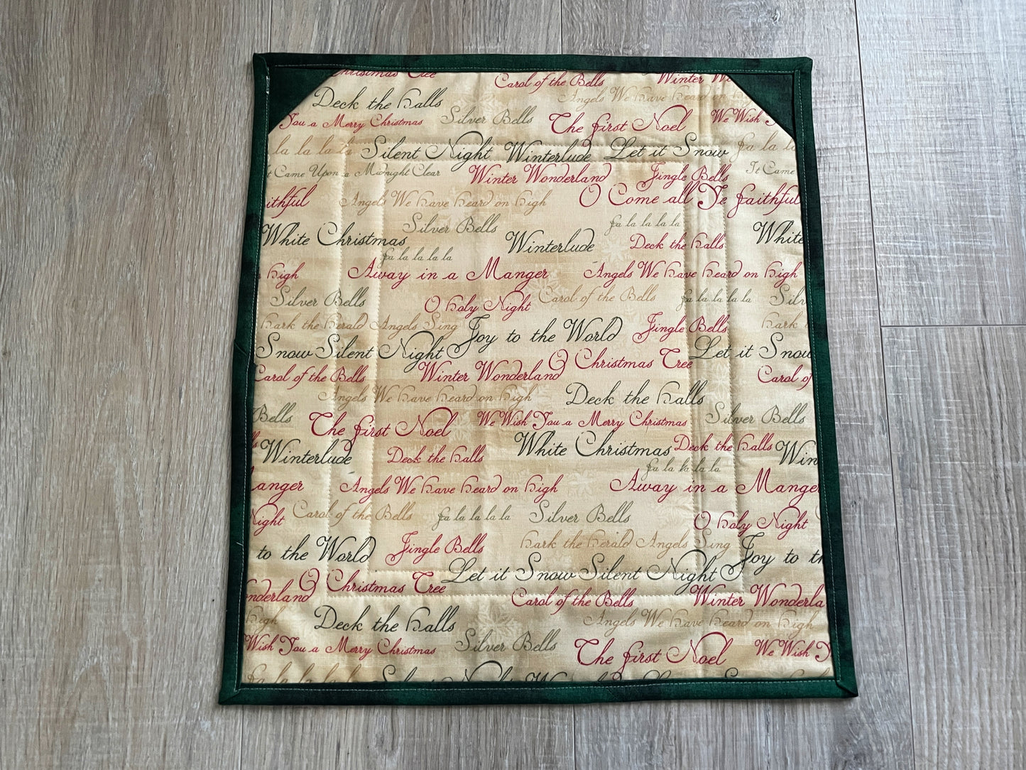 Away in a Manger Quilted Christmas Wall Hanging – 14 x 26 Poinsettia Mini Quilt