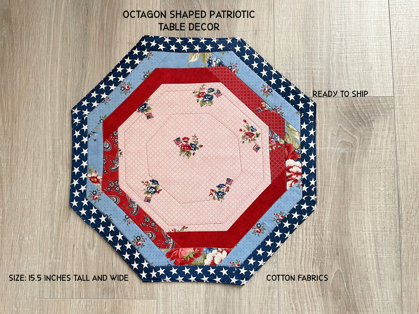 Quilted Patriotic Table Topper Centerpiece