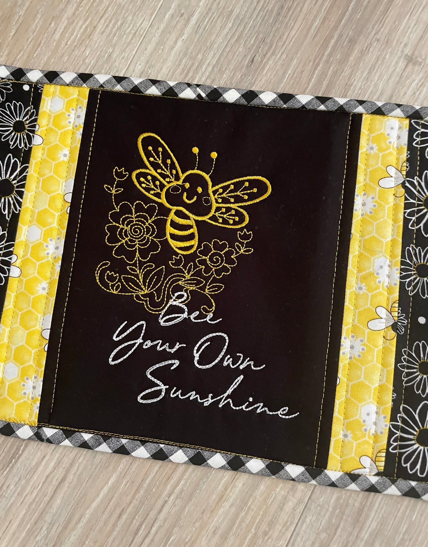 Quilted Bee Themed Fabric Mug Rug/ Coasters, Handmade Drink Protectors