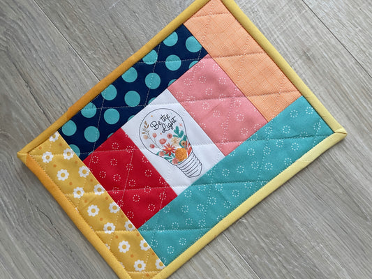 Quilted Mug Rug: Christian Desk Decor, "Be The Light"