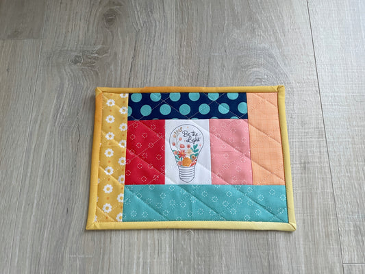 Quilted Mug Rug: Christian Desk Decor, "Be The Light"