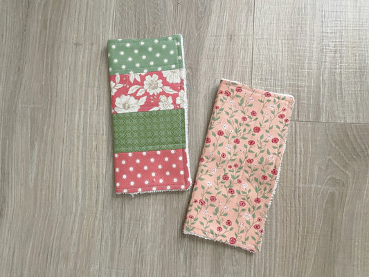Quilted Cotton Dishcloths – Patchwork & Rose Set