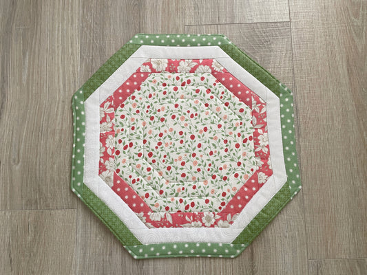 Quilted Octagon Table Topper, Spring Table Centerpiece