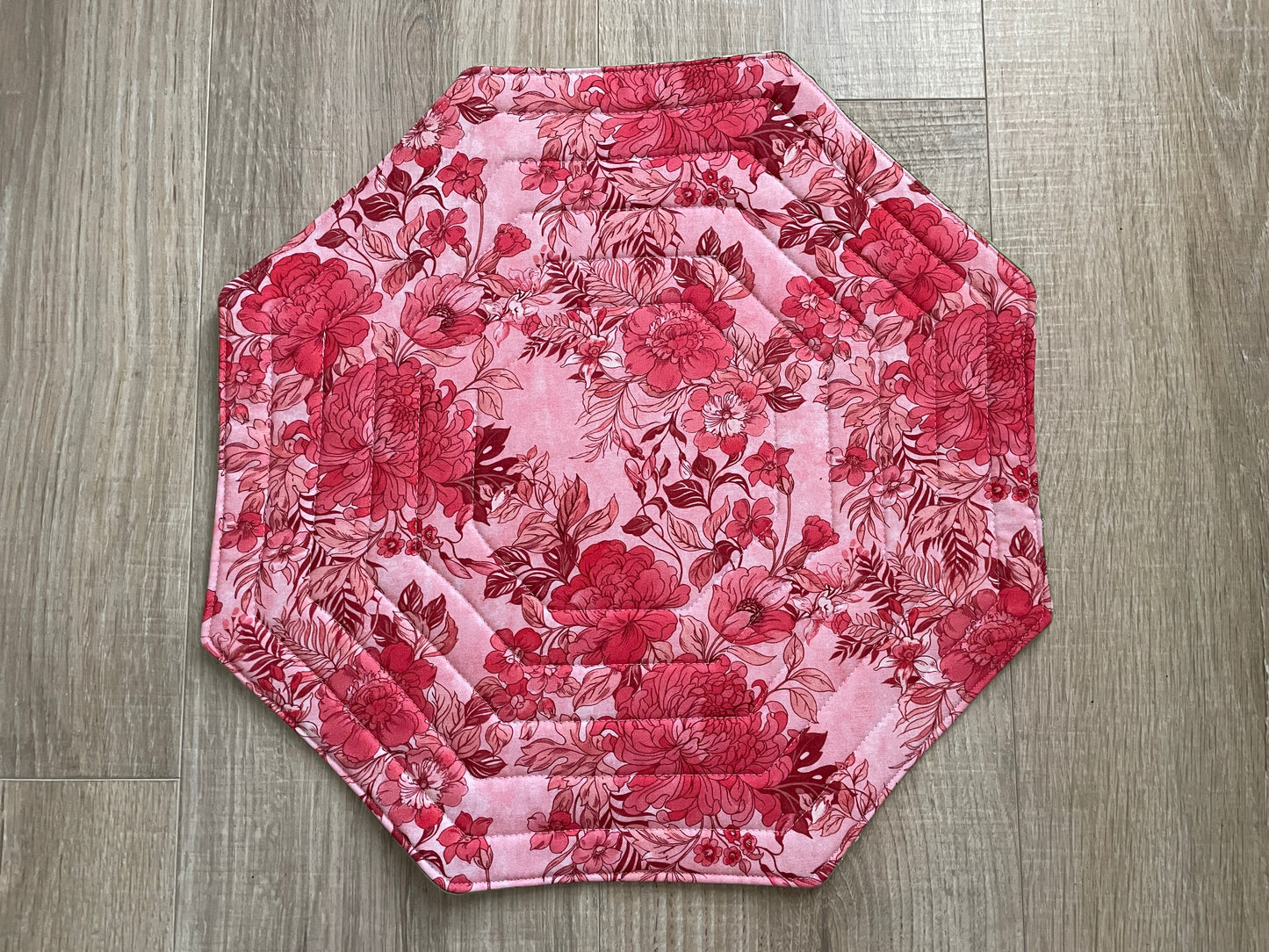 Quilted Octagon Table Topper, Spring Table Centerpiece