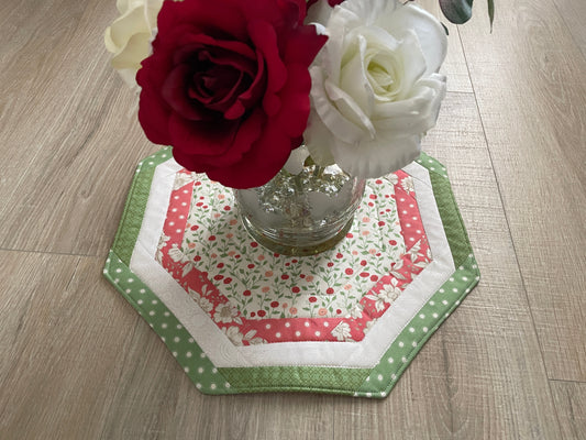 Quilted Octagon Table Topper, Spring Table Centerpiece