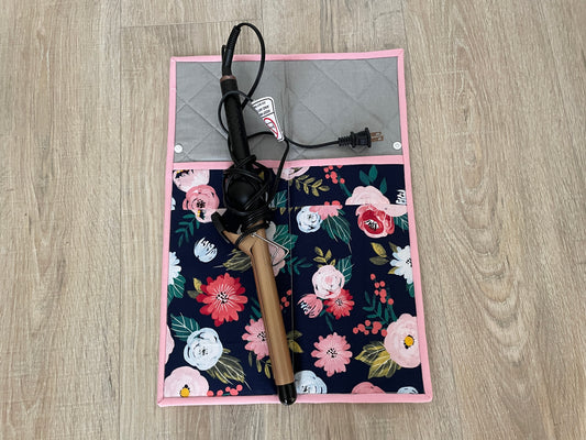 Handmade Flat Iron Bag, Quilted Heat Resisted Curling Iron Case