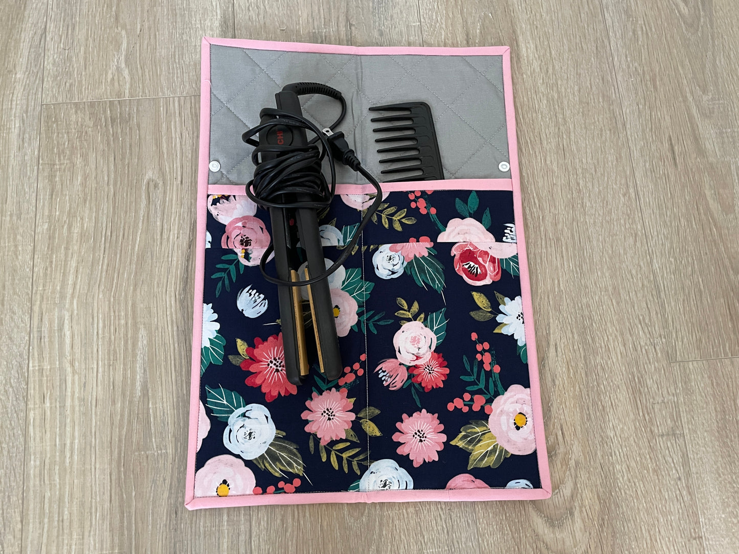 Handmade Flat Iron Bag, Quilted Heat Resisted Curling Iron Case