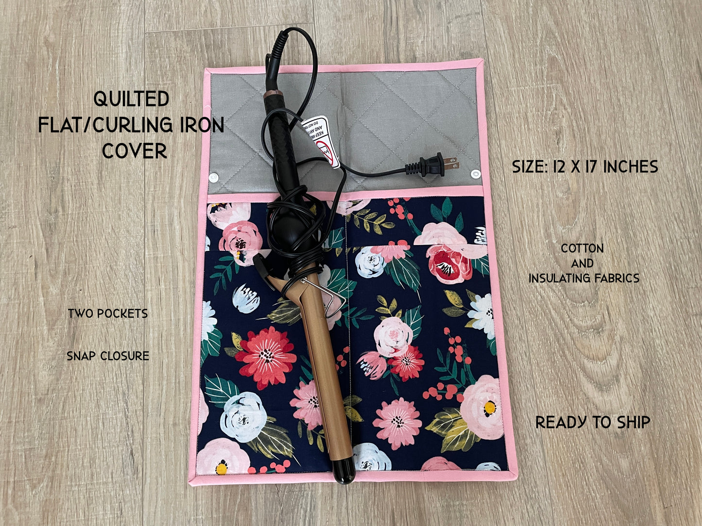 Handmade Flat Iron Bag, Quilted Heat Resisted Curling Iron Case