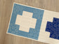 Quilted Table Runner, Blue and White Modern Cross, Spring Table Decor