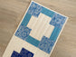 Quilted Table Runner, Blue and White Modern Cross, Spring Table Decor