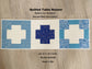 Quilted Table Runner, Blue and White Modern Cross, Spring Table Decor