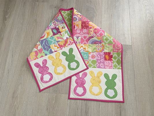 Quilted Table Runner, Easter Bunny Spring Home Decor