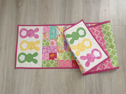 Quilted Table Runner, Easter Bunny Spring Home Decor