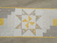 Modern Table Runner: Log Cabin Star Quilt,Gray,White & Yellow Patchwork