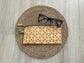 “Green and gold floral eyewear case made with vintage‑inspired Lori Holt Calico Days fabric, with zipper, tassel, and clip.”