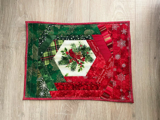 Handmade Quilted Casserole Hot Pad, Scrappy Oversized Christmas Kitchen Potholder