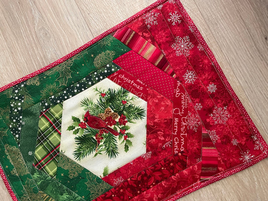 Handmade Quilted Casserole Hot Pad, Scrappy Oversized Christmas Kitchen Potholder
