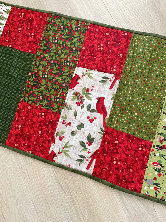 Handmade Christmas Table Runner, Quilted Holiday Table Decor