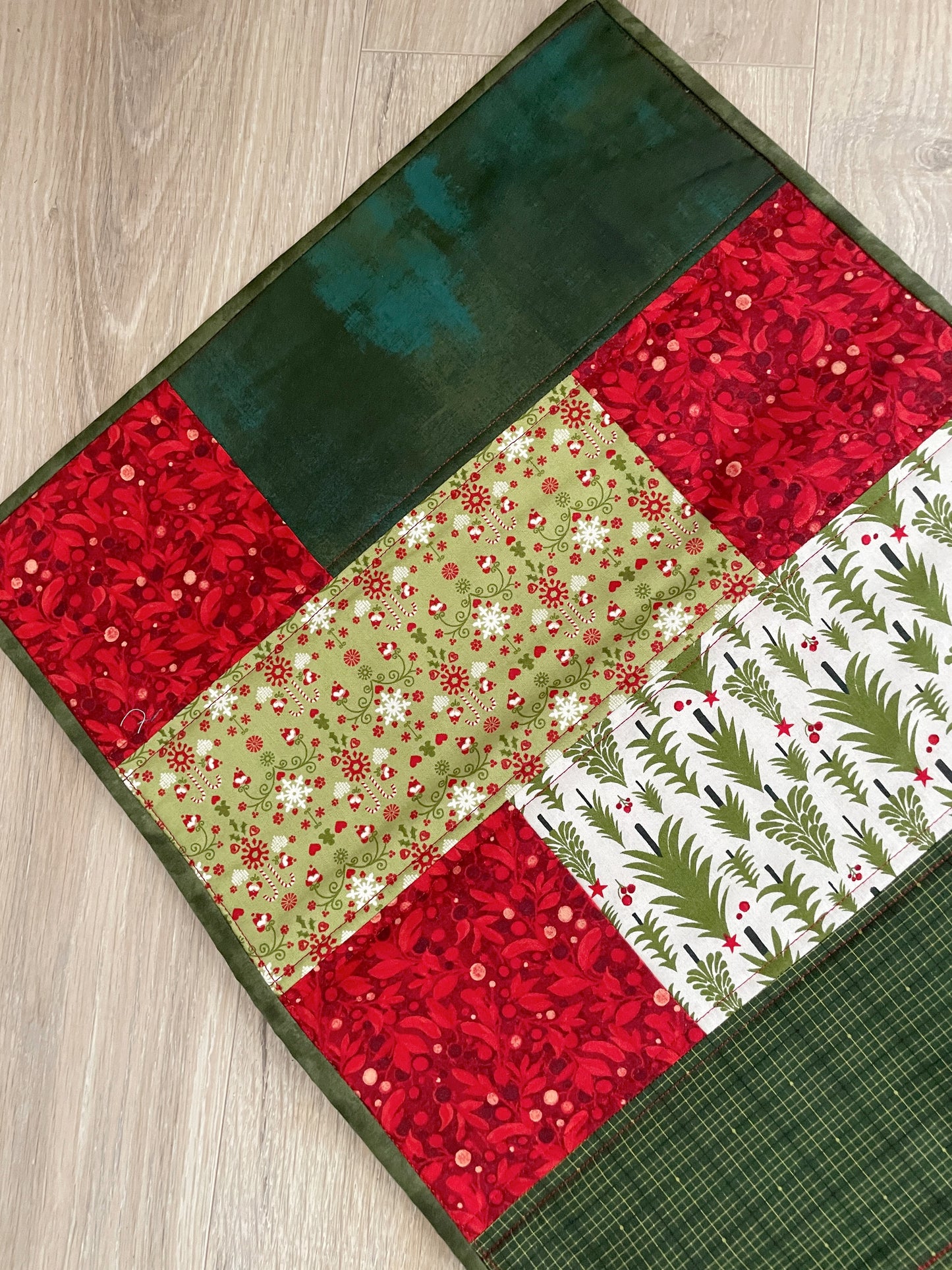 Handmade Christmas Table Runner, Quilted Holiday Table Decor