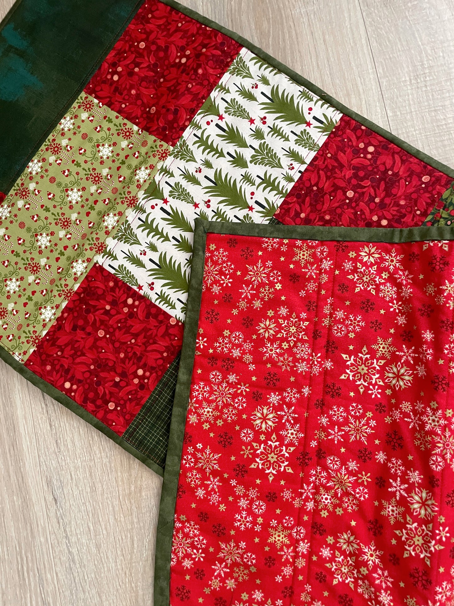 Handmade Christmas Table Runner, Quilted Holiday Table Decor