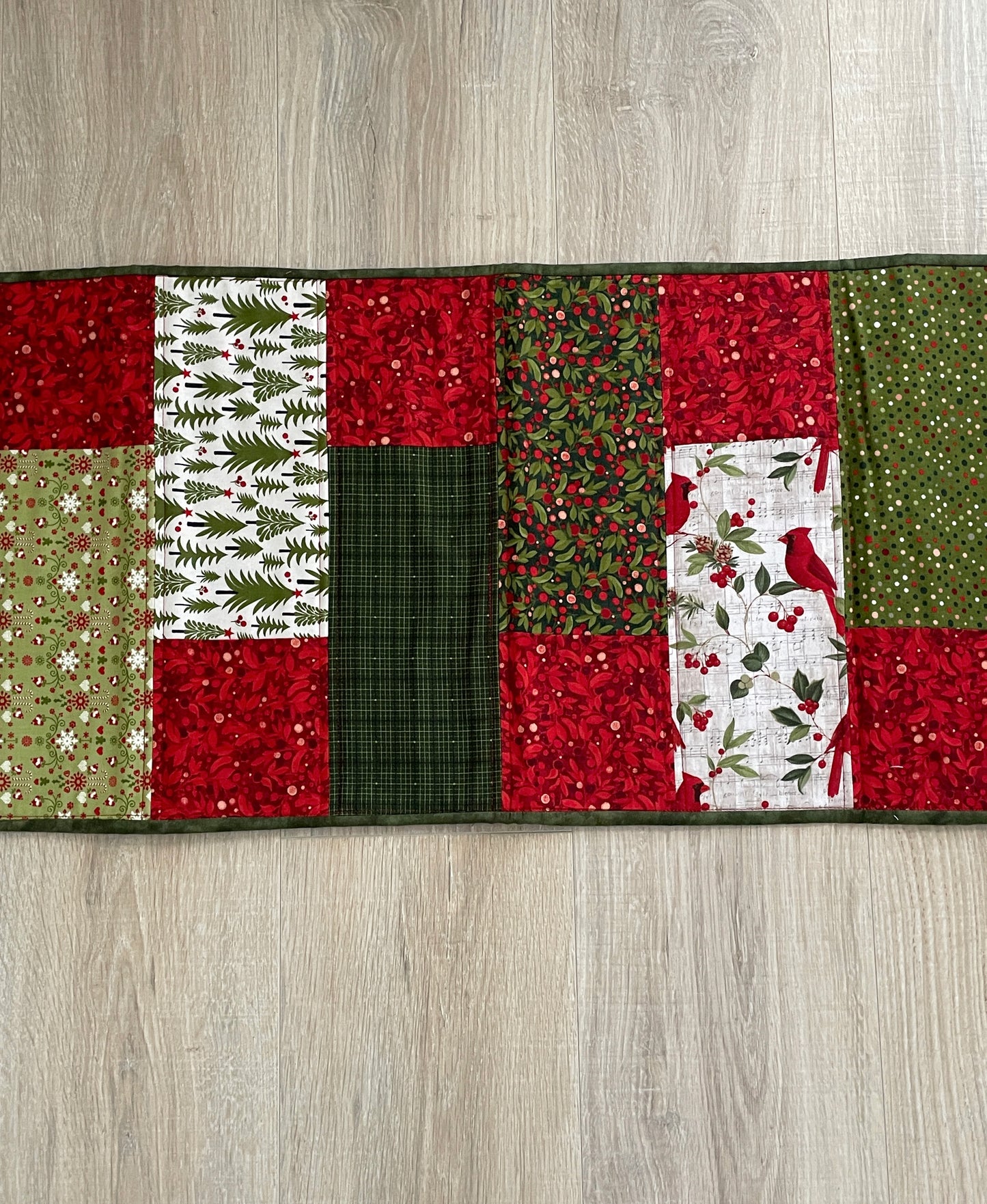 Handmade Christmas Table Runner, Quilted Holiday Table Decor