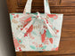 Quilted Mint and Peach Floral Bible Tote with Ties
