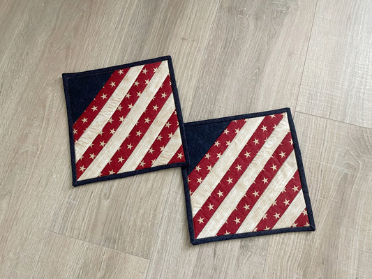 Patriotic Flag Hot Pads – Set of 2