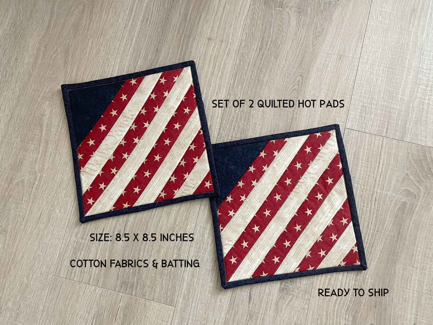 Patriotic Flag Hot Pads – Set of 2