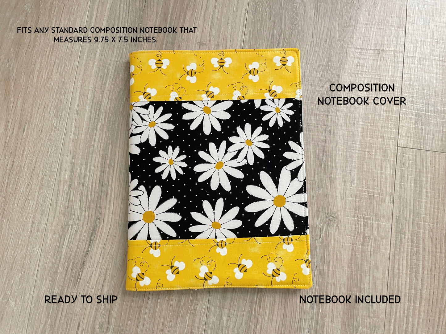 Daisy Bee Patchwork Composition Notebook Cover