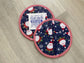 Quilted Christmas Potholders: Funny Santa Holiday Hot Pads - Set of 2