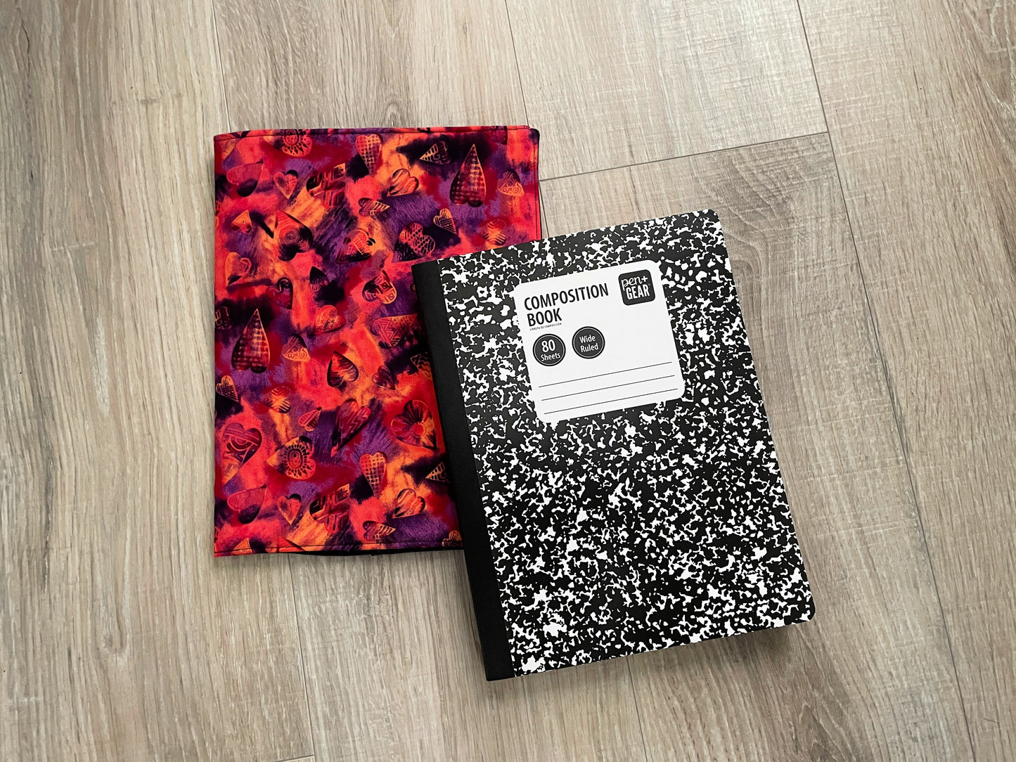 Composition Notebook Cover, Handmade Fabric Journal, African Hearts