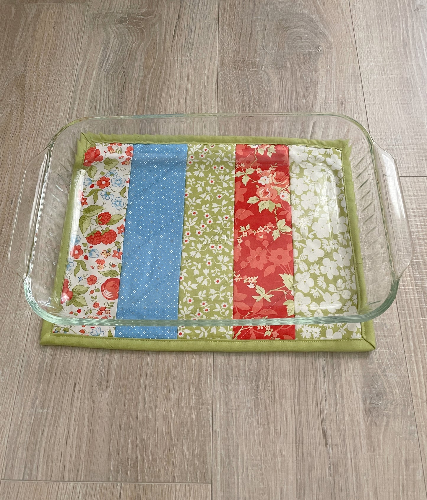 Handmade Quilted Casserole Hot Pad, Scrappy Oversized Kitchen Potholder