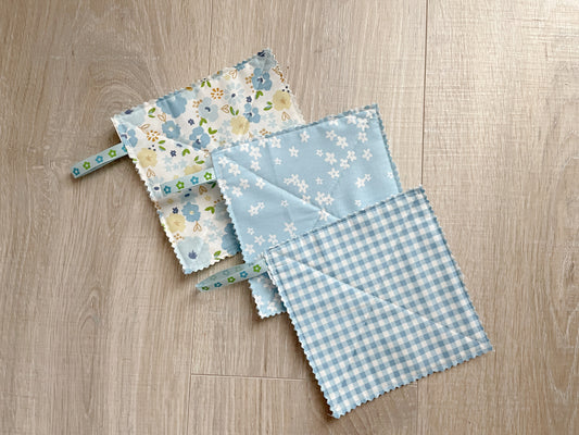 Blue Floral Fabric Jar Grippers Set of 3