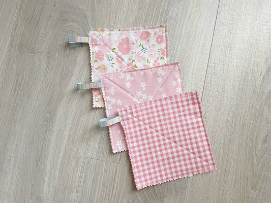 Pink Floral Fabric Jar Grippers Set of 3