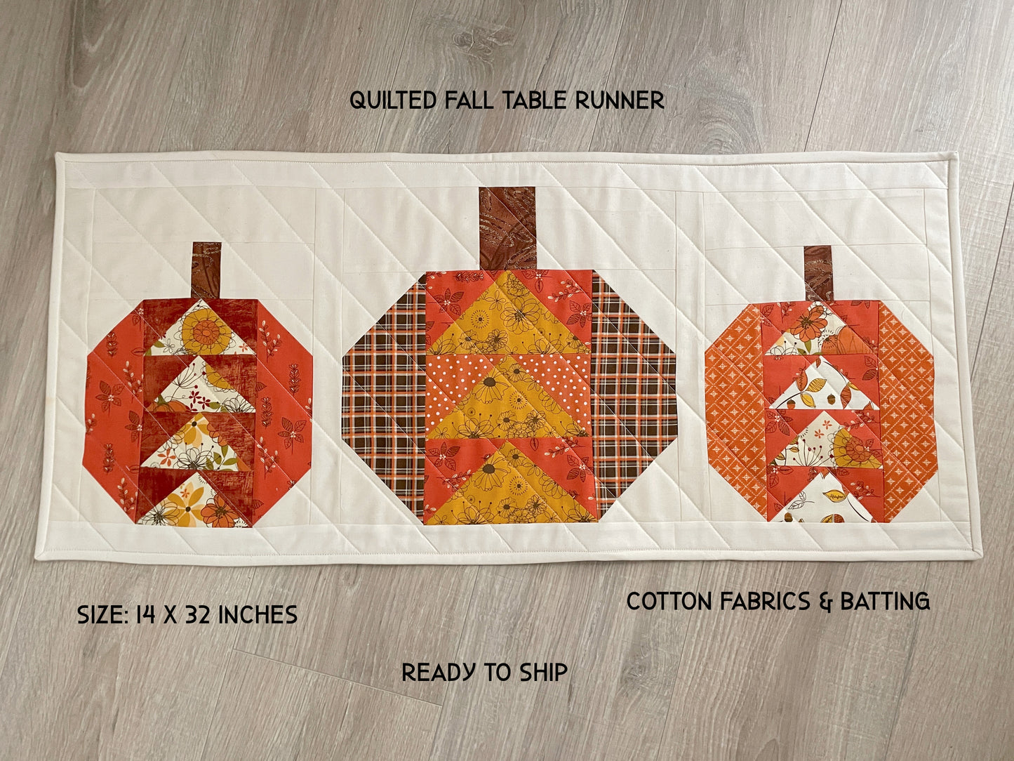 Quilted Fall Pumpkin Table Runner