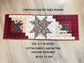 Quilted Christmas table runner with Log Cabin and Star blocks in red, white, and green