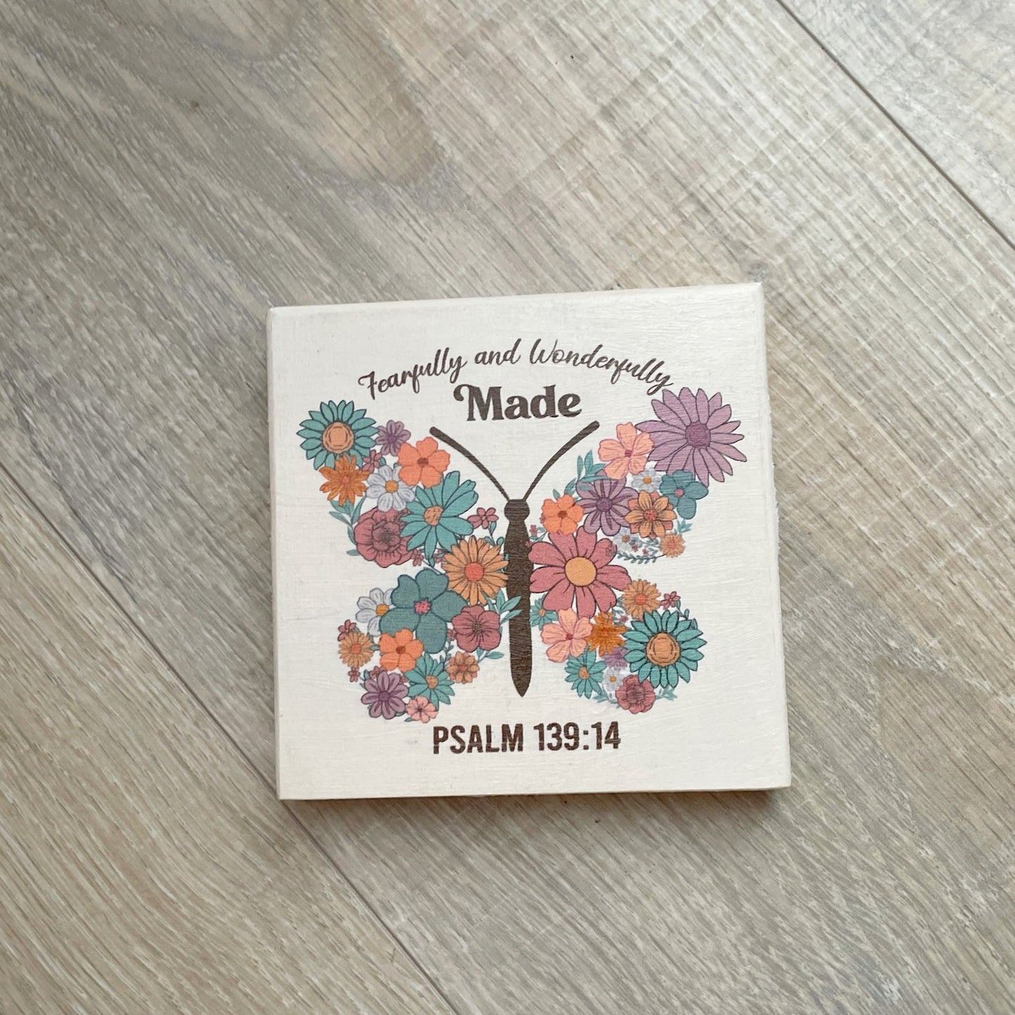 Fearfully & Wonderfully Made Scripture Sign – Rustic Wood Wall Decor, Christian Gift, Psalm 139 Bible Verse