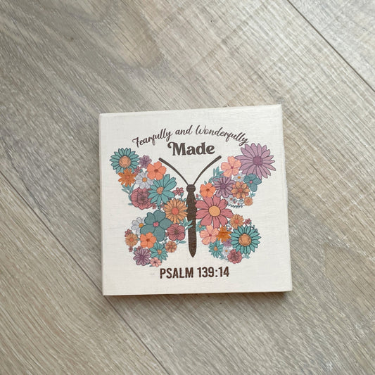 Fearfully & Wonderfully Made Scripture Sign – Rustic Wood Wall Decor, Christian Gift, Psalm 139 Bible Verse