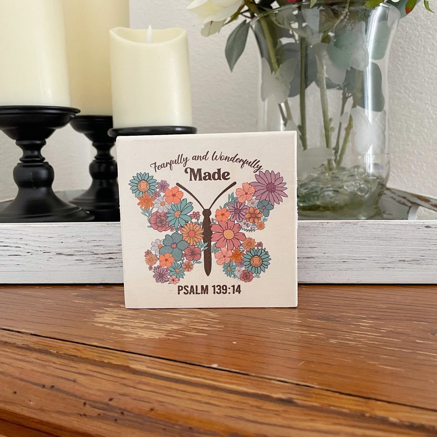 Fearfully & Wonderfully Made Scripture Sign – Rustic Wood Wall Decor, Christian Gift, Psalm 139 Bible Verse