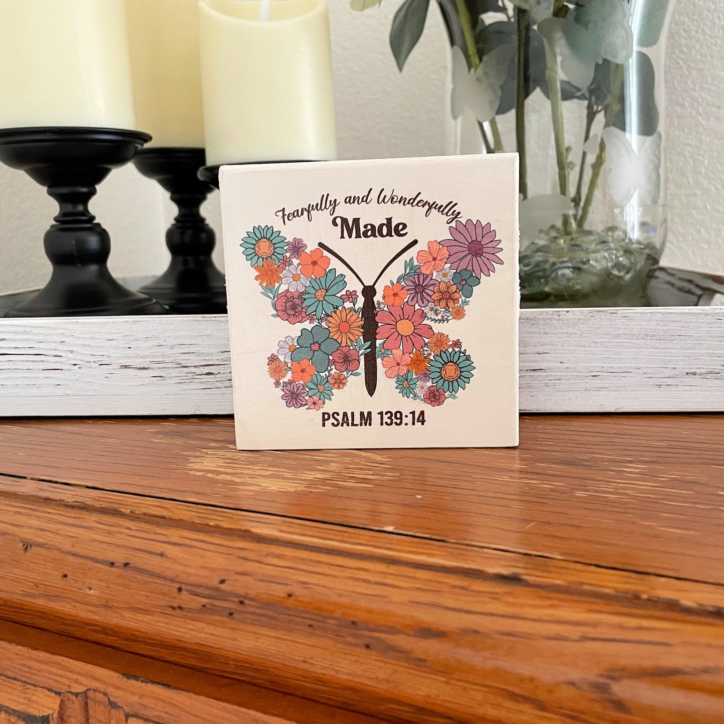 Fearfully & Wonderfully Made Scripture Sign – Rustic Wood Wall Decor, Christian Gift, Psalm 139 Bible Verse