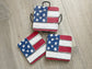 Square American Flag Coaster Set | Rustic Patriotic Wooden Coasters