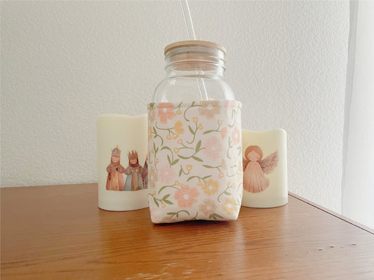 Insulated Mason Jar Cozy/Sleeve, Handmade Drink Accessory