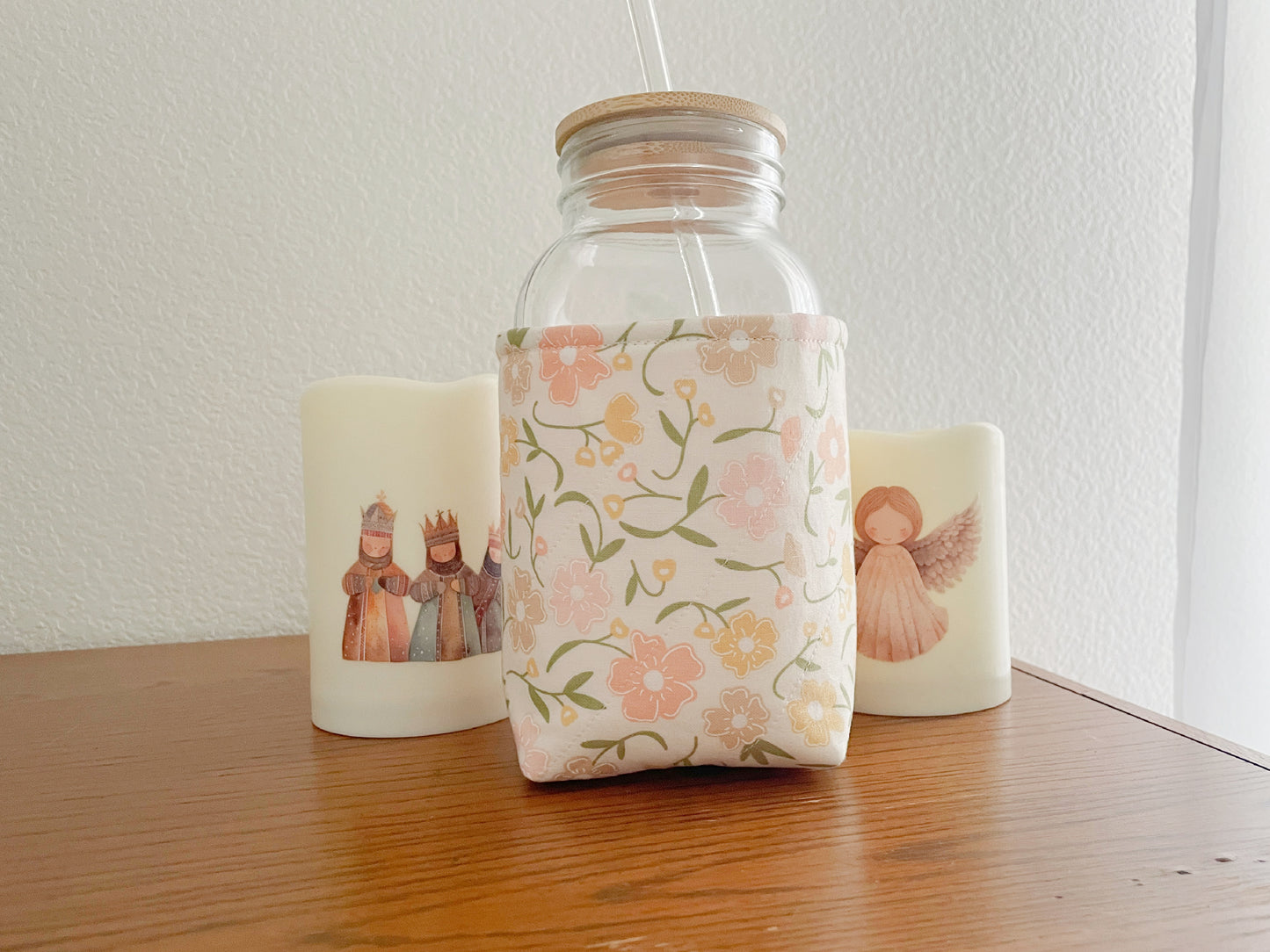 Insulated Mason Jar Cozy/Sleeve, Handmade Drink Accessory