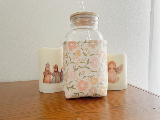 Insulated Mason Jar Cozy/Sleeve, Handmade Drink Accessory