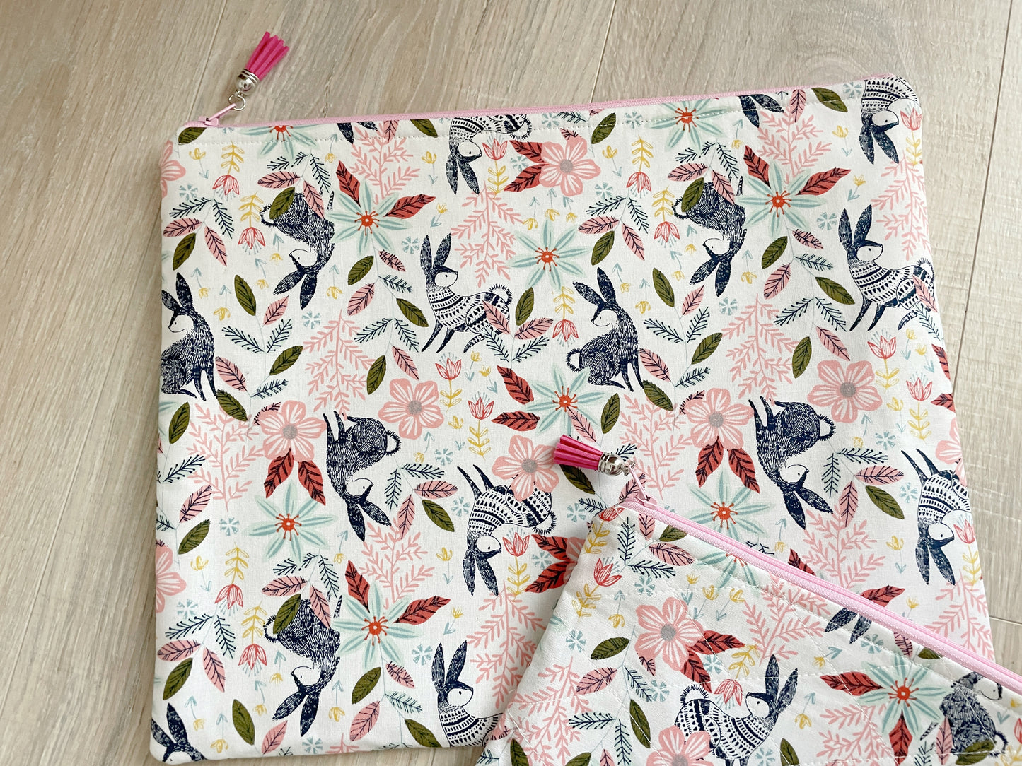 13inch MacBook Sleeve, Woodland Bunny & Floral Sleeve Set