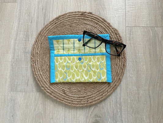 Blue & Green Retro Oval Eyeglass Case