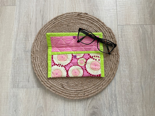 Pink & Green Retro Circles Eyeglass Case
