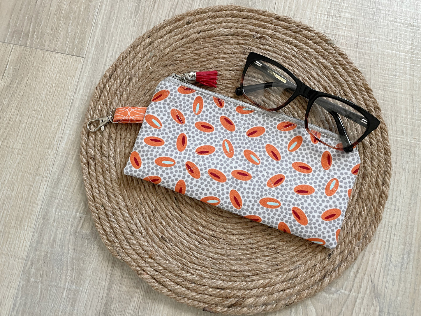 Small Quilted Zipper Pouch / Pencil Pouch / Sunglass Case