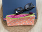 Orange and Green Retro Dots Eyewear Case – Handmade Zipper Pouch with Leather Tassel